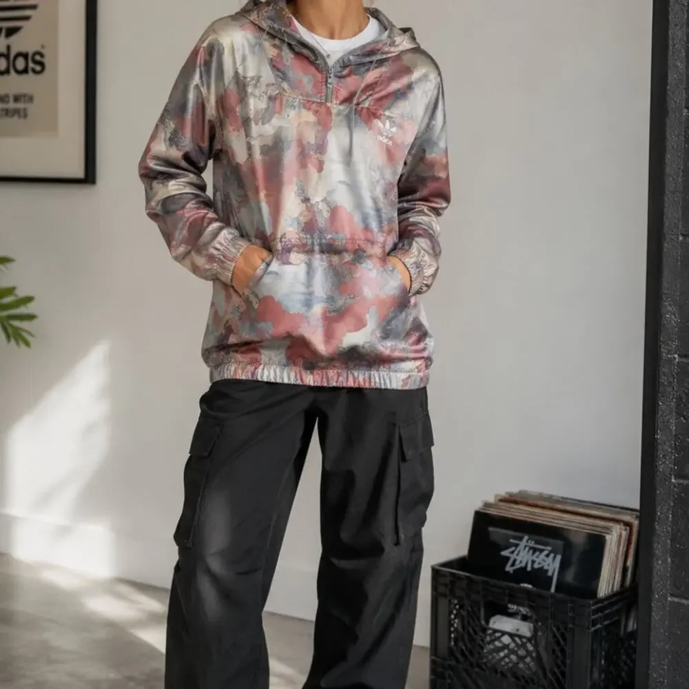 Adidas Originals Floral Abstract Anorak Windbreaker Pullover Jacket Trefoil SZ M